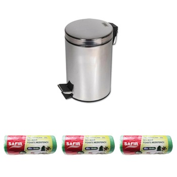 Pachet Cos Gunoi 30 L si 3 role saci gunoi 35L Pachet Cos Gunoi 30 L si 3 role saci gunoi 35L