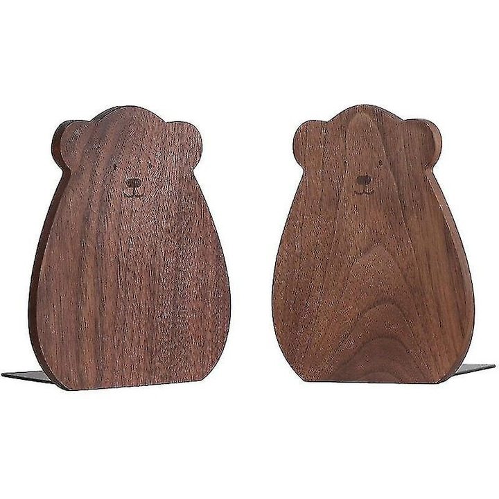 Suporturi pentru carti, lemn nuc, set 2, 15x12x10.7cm