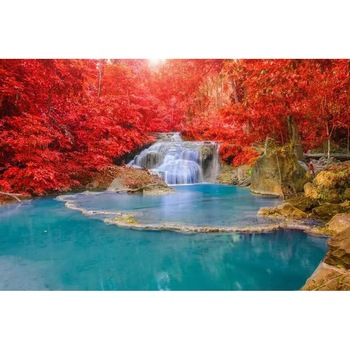 Tablou canvas Cascada albastra din padurea rosie (105 x 70 cm) Tablou canvas Cascada albastra din padurea rosie (105 x 70 cm)