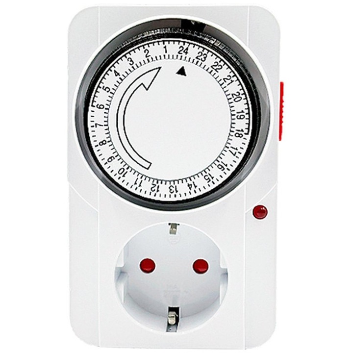 Priza cu timer mecanic 15 minute, alb