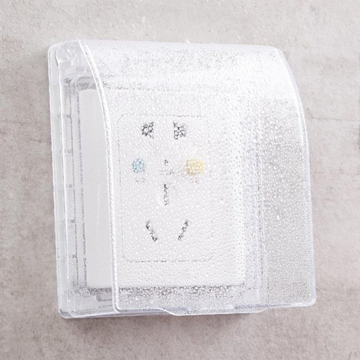 Priza impermeabila cu carcasa transparenta, protectie copii, montaj pe perete, 1x1x1cm