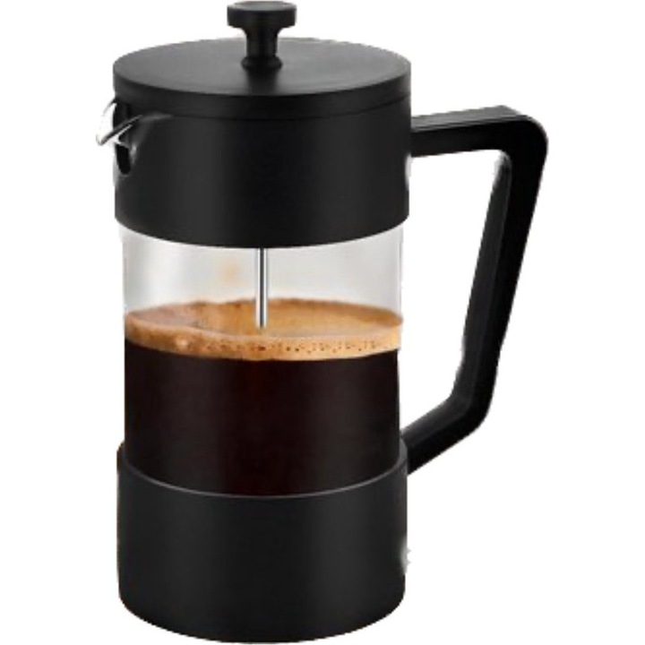 Presa franceza cafea, otel inoxidabil si sticla, negru argintiu, 1L