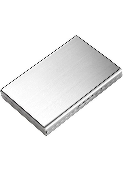 Suport carduri, metal, RFID, argintiu, 10 carduri, 10x7cm