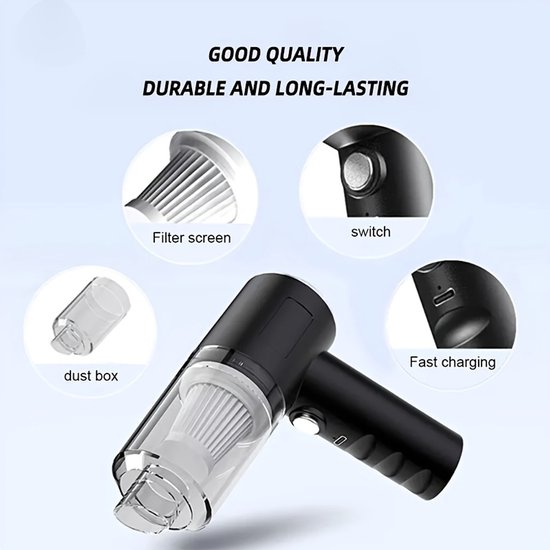 Aspirator portabil fara fir, ciclon, negru