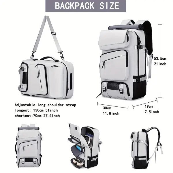 Rucsac laptop 17,3 inch, compartiment pentru incaltaminte, negru, ajustabil, convertibil
