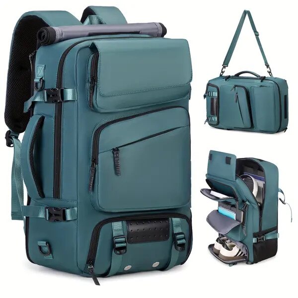 Rucsac laptop 17,3 inch, compartiment pentru incaltaminte, negru, ajustabil, convertibil