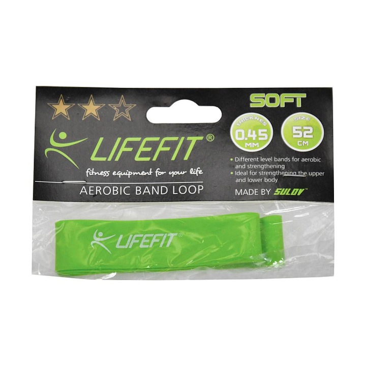 Lifefit KRUH gumiszalag, kör, világoszöld, 26x2x0,045cm, ellenállás 2,3-4,5kg