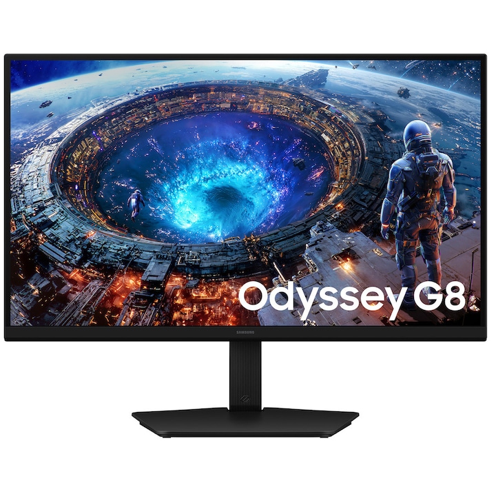 Monitor Gaming Samsung Odyssey G8 G80HF LS27HG806EFXEN, 27", Dual Mode 5K (5120×2880)/ 180Hz, Fast IPS, QHD (2560×1440)/ 360Hz, 1ms (GTG), HDR10+ Gaming, AMD FreeSync Premium, G-SYNC Compatible, 2×HDMI 2.1, DP 2.1, USB Hub, HAS, Pivot, Swivel, Tilt, Negru