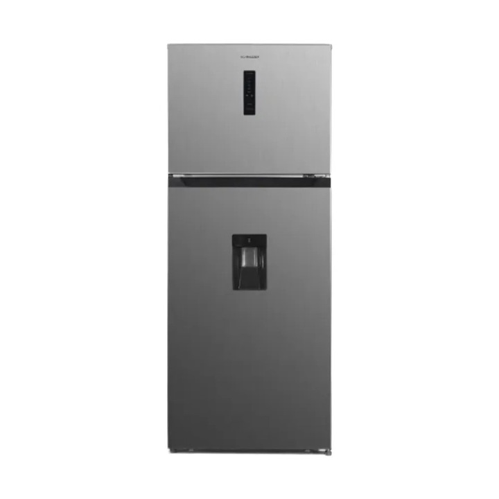 Frigider cu dozator de apa integrat Schneider, Smart Fast Freeze, No Frost, capacitate 413 litri, Power Cool, umiditate reglabila, capacitate frigider 319 litri, capacitate congelator 94 litri, congelare 4 stele, 4.4 kg/24h, inox