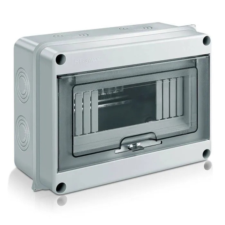 Tablou electric exterior, 8 module, IP65, ABS, montaj pe suprafata, negru, dimensiuni standard