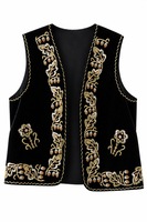 Vesta de costum popular din catifea neagra, cusuta manual cu margele, MODEL GHINDA, Marimea L