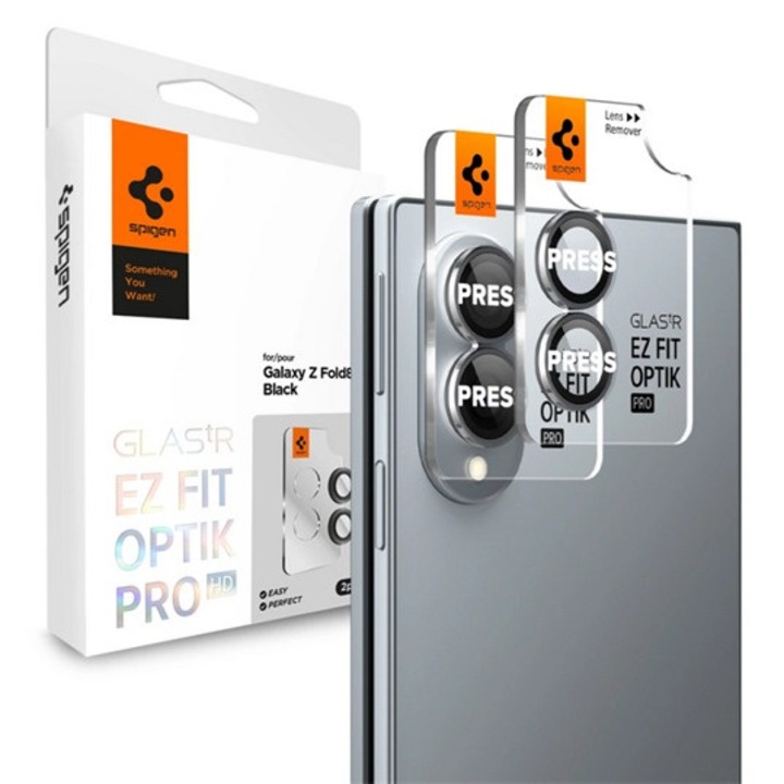 Spigen optik pro hd kameravédő üveg 2db, 9h, csak lencse, fekete, kompatibilis: Samsung Z Fold8