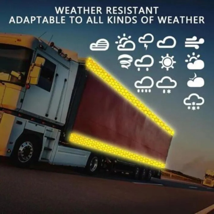 Banda reflectorizanta autoadeziva 25x5cm rezistenta la apa si intemperii, fluorescenta