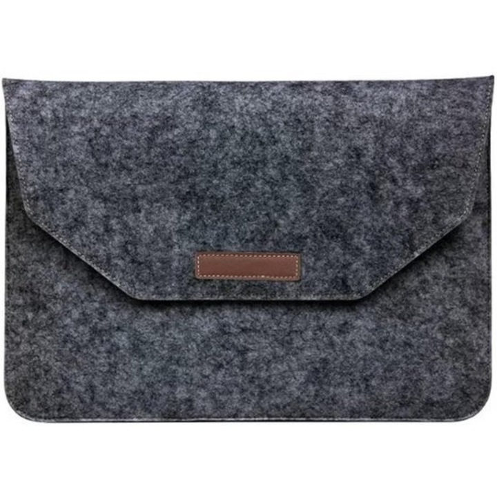 Husa laptop 13 inch, material fieltro, gri inchis, 36x25.5cm