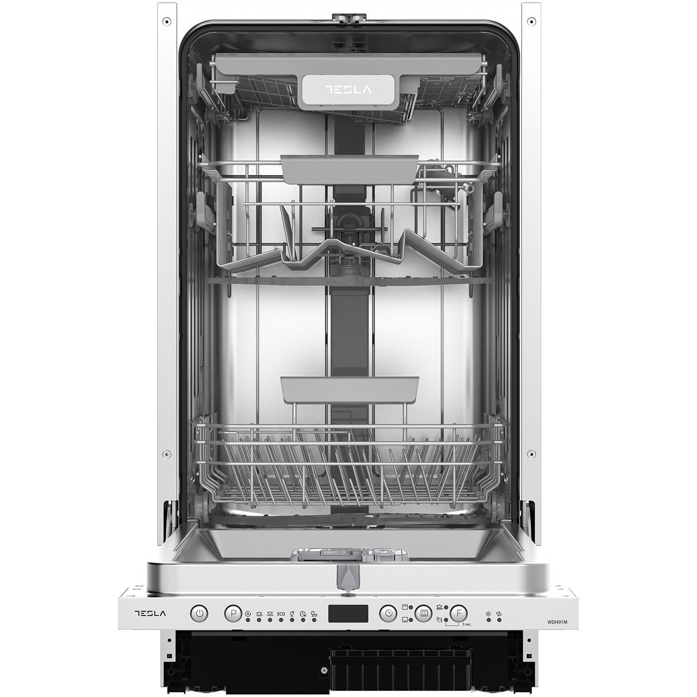 Masina de spalat vase incorporabila TESLA WDI491M, Clasa E, 10 seturi, 7 programe, 45 cm Inox
