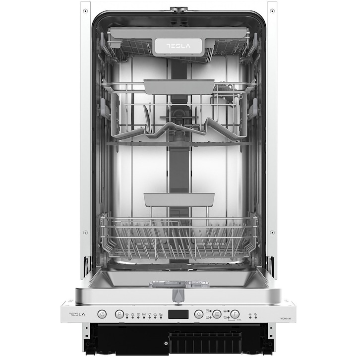 Masina de spalat vase incorporabila TESLA WDI491M, Clasa E, 10 seturi, 7 programe, 45 cm Inox