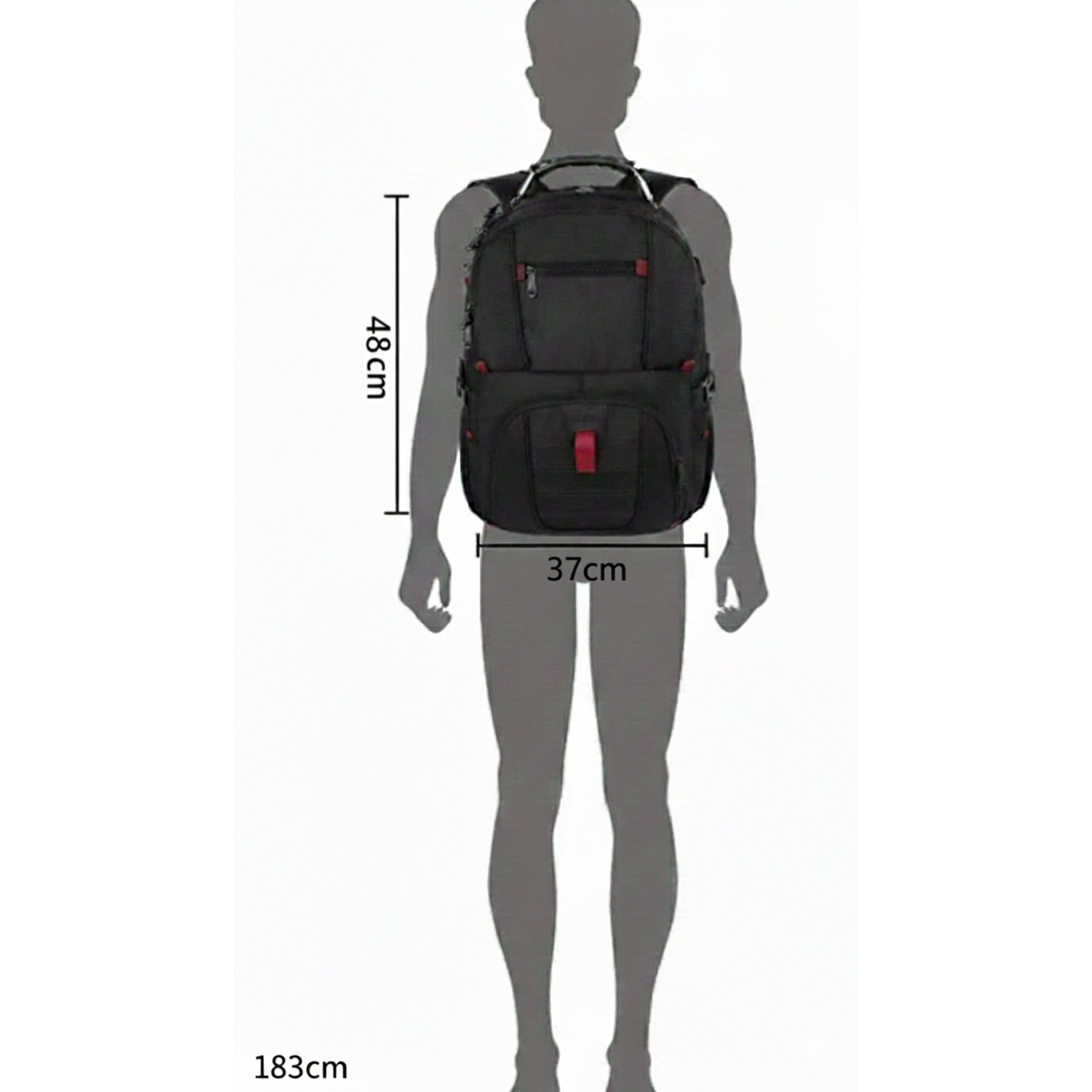 Matein, rucsac poliester cu port USB si compartiment laptop 17,3" Model 1008, negru/turcoaz, 35L