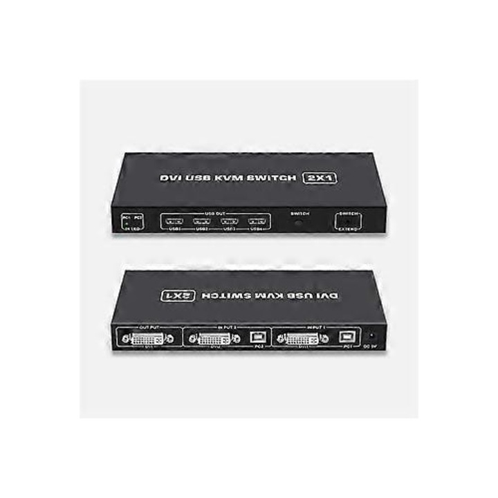 KVM kapcsoló 2 portos fém 4K 10m USB multifunkcionális