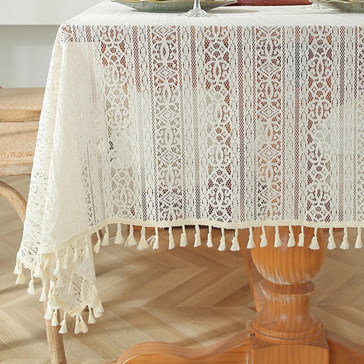YANYXR vintage csipketerítő négyzet alakú 150x150cm fehér