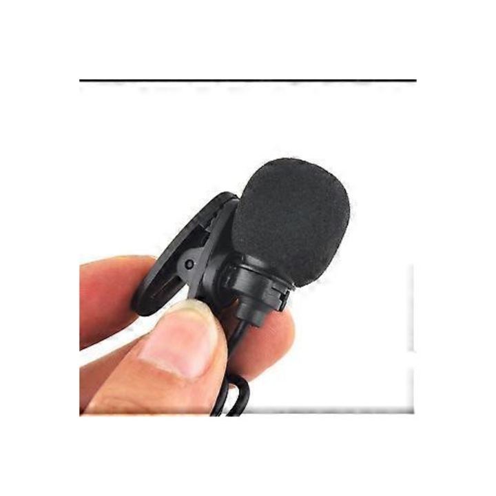 Microfon lavalier clip-on 3.5mm, portabil, 1.5m, negru