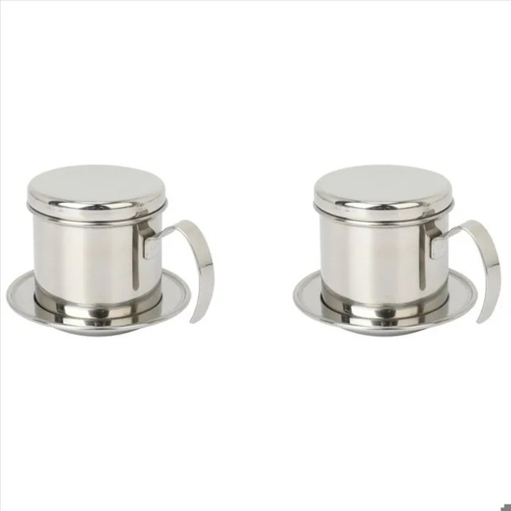 Cafetiera vietnameza, filtru fin, inox, 2 buc