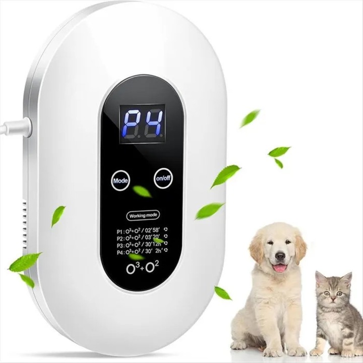 Purificator aer pentru litiera pisici, ionizator, alb, plug-in