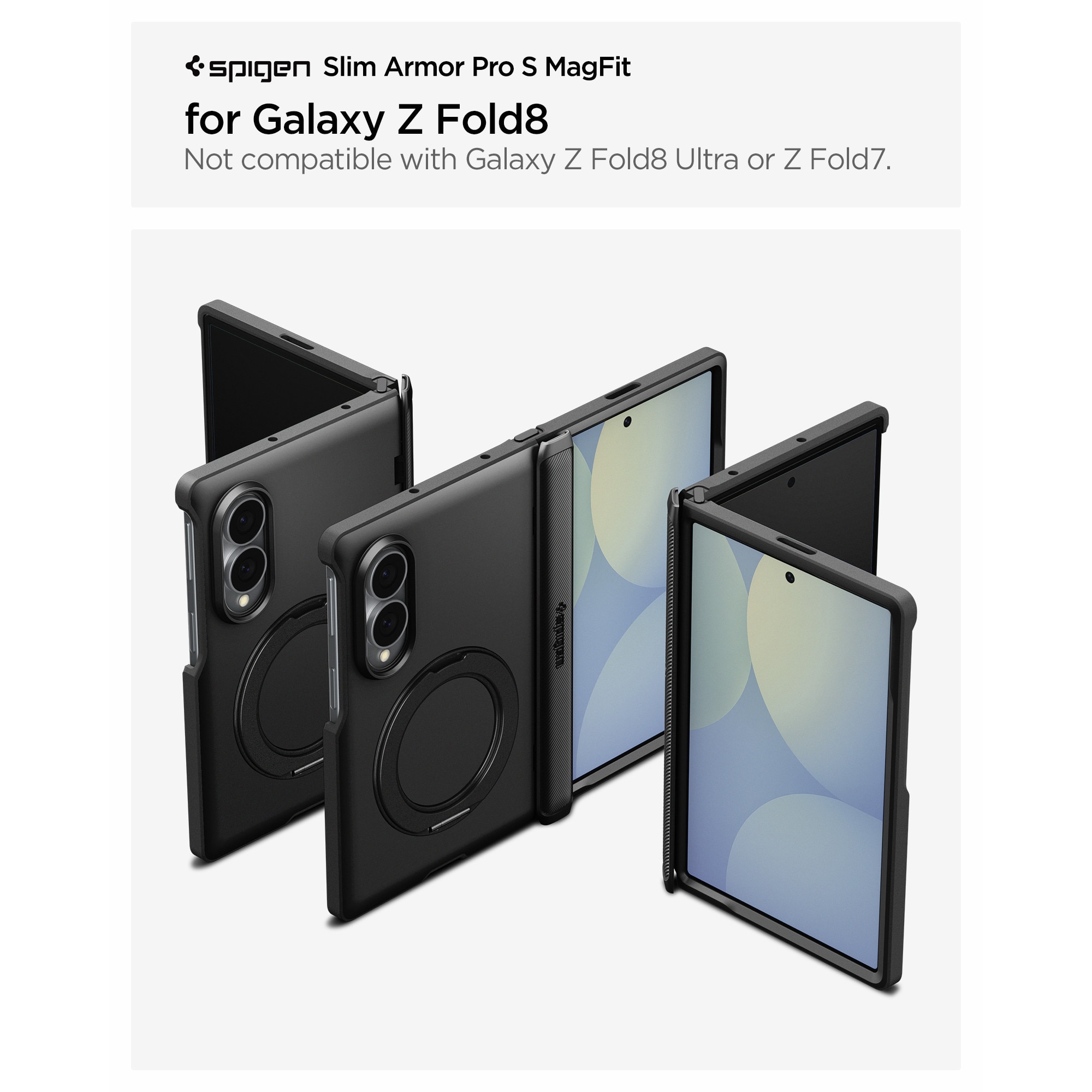 Husa Spigen Slim Armor Pro cu MagSafe compatibila cu Samsung Galaxy Z Fold 8, Negru