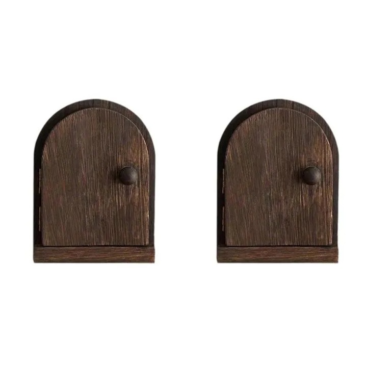 Capac protector pentru prize cu usa K0369-0727-WG7750, aspect lemn, maro inchis, set 2 buc.