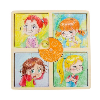 Puzzle din lemn, Pino, Emotii, Fata Puzzle din lemn, Pino, Emotii, Fata