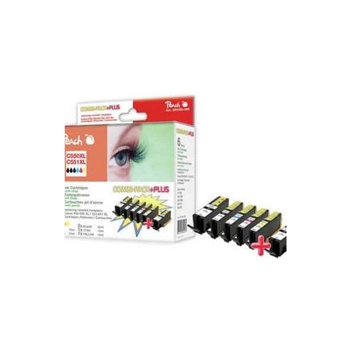 Peach kompatibilis patronok Canon PGI-550 CLI-551 szett 2x23ml 4x13ml fekete kék magenta sárga