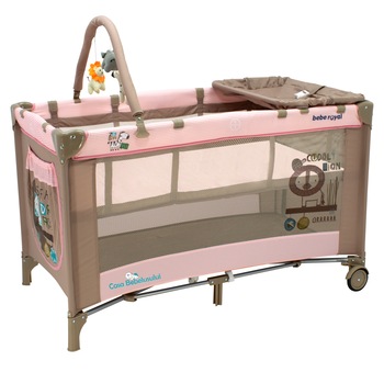 Patut pliabil cu 2 nivele si accesorii bebelusi si copii Bebe Royal Roz Patut pliabil cu 2 nivele si accesorii bebelusi si copii Bebe Royal Roz