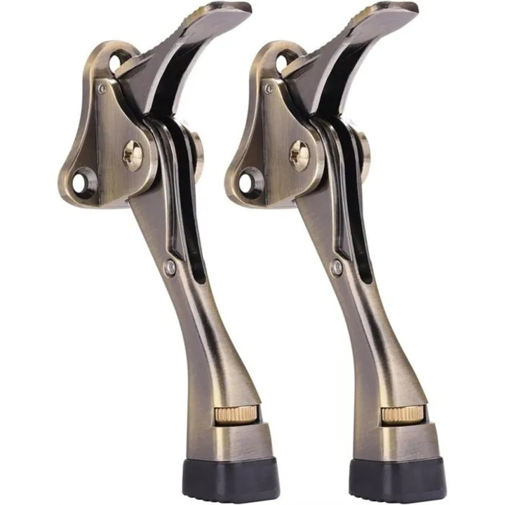Opritor de usa cu pedala K0369-0727-WG7738, metal, reglabil in inaltime, capete din cauciuc antialunecare, 10 cm, Antique Blue, set 2 buc.