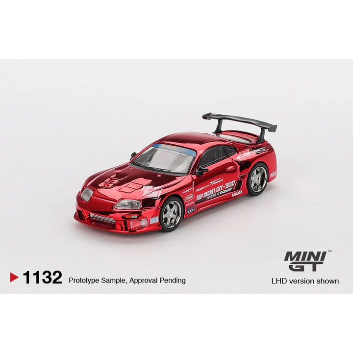 Macheta auto Toyota Supra (A80) Top Secret GT-300 Top Secret Red Chrome 2014 1:64 MIniGT