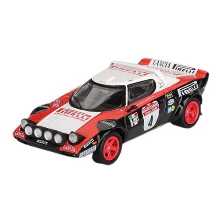 Lancia Stratos Hf #4 Rally Sanremo győztes 1978-as autómodell 1:64-es méretarányban, Mini GT (MGT01084-L)