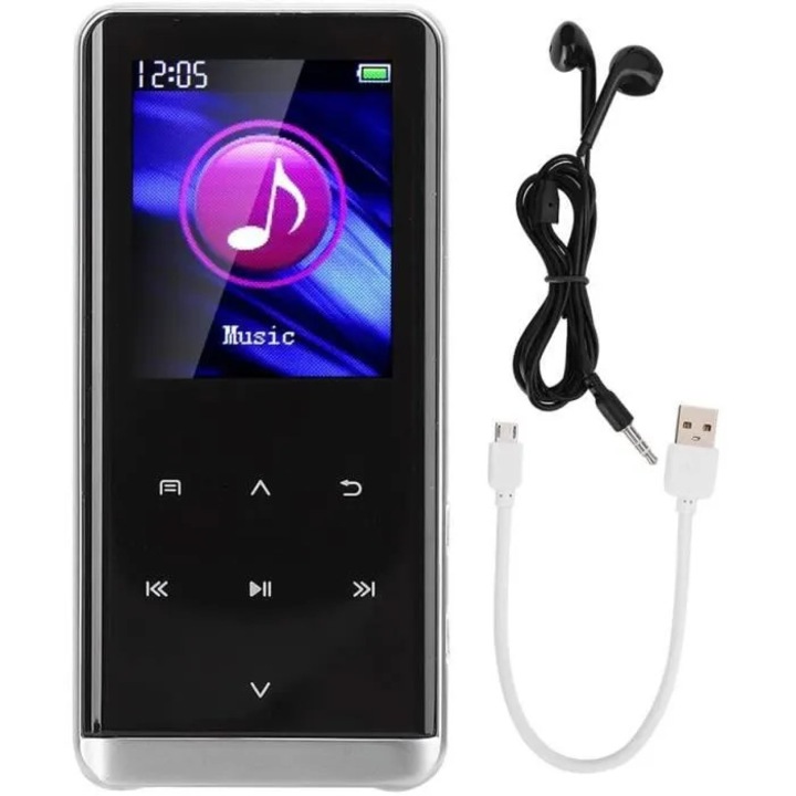 Player MP3 Bluetooth 4.0, 8GB, retroiluminat, negru, 8x4x1cm