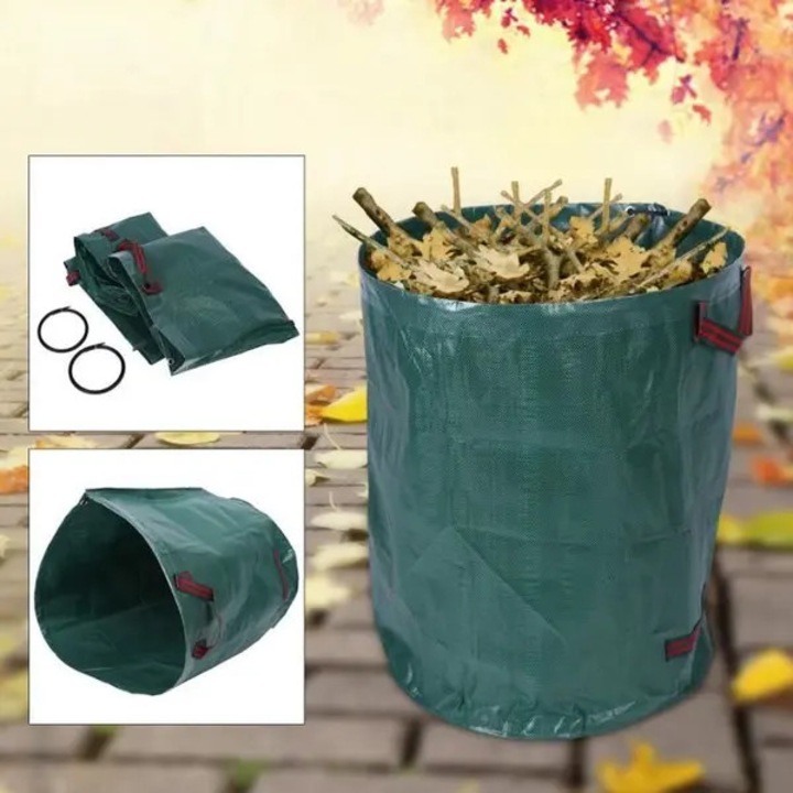 Set 4 saci menajeri gradina, 270L, 67x76cm, polipropilena, verde