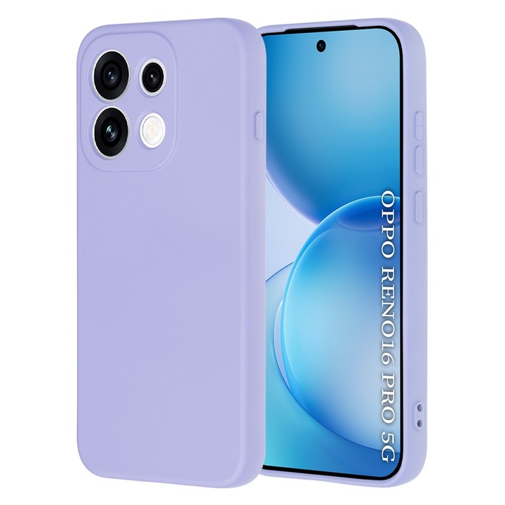 Husa pentru Oppo Reno 16 Pro Daden® Silicon SoftFlex, Ultra Slim, Protectie sporita, Interior de microfibra, Mov deschis