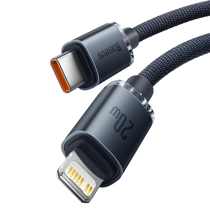 Baseus Crystal Shine USB-C - Lightning kábel, 2,0 m, 20W, fekete