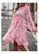 Rochie casual roz maneca lunga din poliester