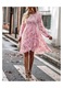 Rochie casual roz maneca lunga din poliester