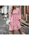 Rochie casual roz maneca lunga din poliester
