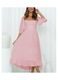 Rochie dama, volane la tiv, roz, cambrata, maneci bufante scurte