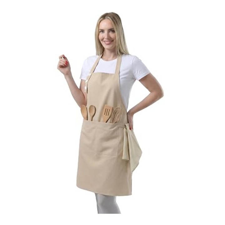 Avental bucatarie ZYBLSSBB rosu impermeabil bumbac 66x34cm cu buzunar ajustabil