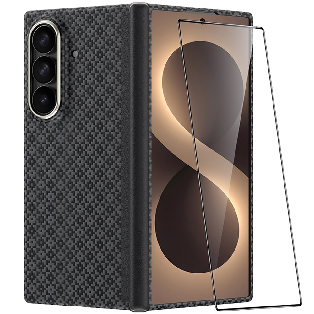 Kit protectie 2 in 1 Benks Magnetic Armor Grid Air Grand Combo, Carcasa cu fibra Kevlar si Folie sticla securizata GlassWarrior, compatibil cu Samsung Galaxy Z Fold 8 Ultra, Negru