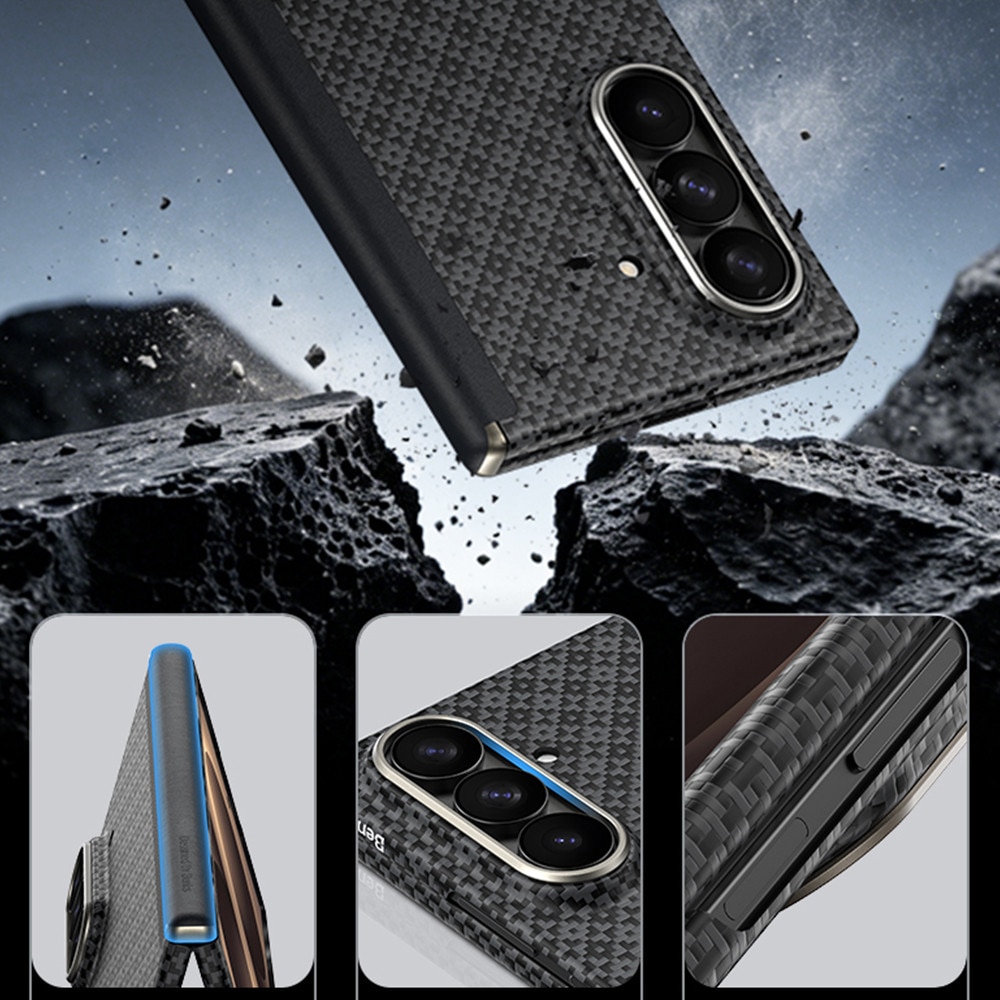 Kit protectie 2 in 1 Benks Magnetic Armor Grid Air Grand Combo, Carcasa cu fibra Kevlar si Folie sticla securizata GlassWarrior, compatibil cu Samsung Galaxy Z Fold 8 Ultra, Negru