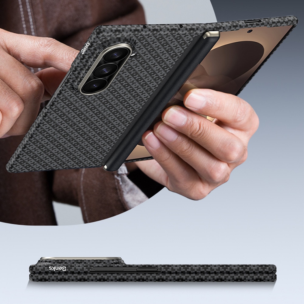 Kit protectie 2 in 1 Benks Magnetic Armor Grid Air Grand Combo, Carcasa cu fibra Kevlar si Folie sticla securizata GlassWarrior, compatibil cu Samsung Galaxy Z Fold 8 Ultra, Negru