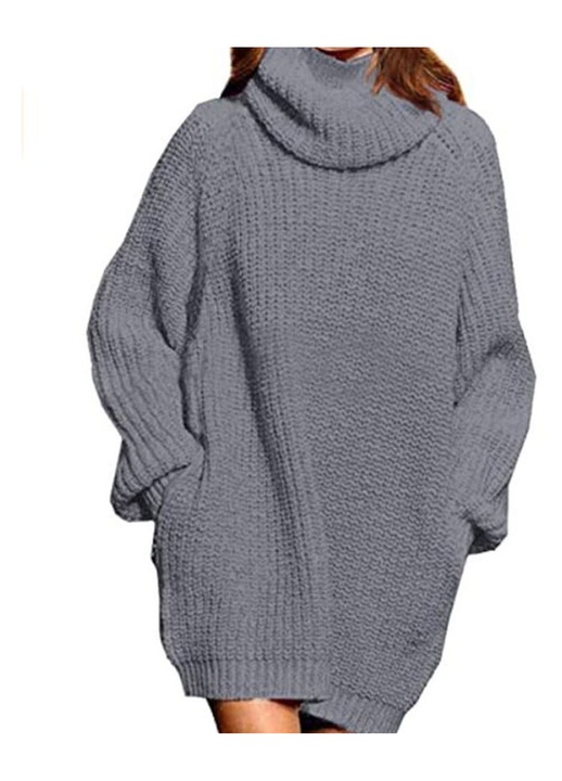 Rochie pulover tricot supradimensionat gri