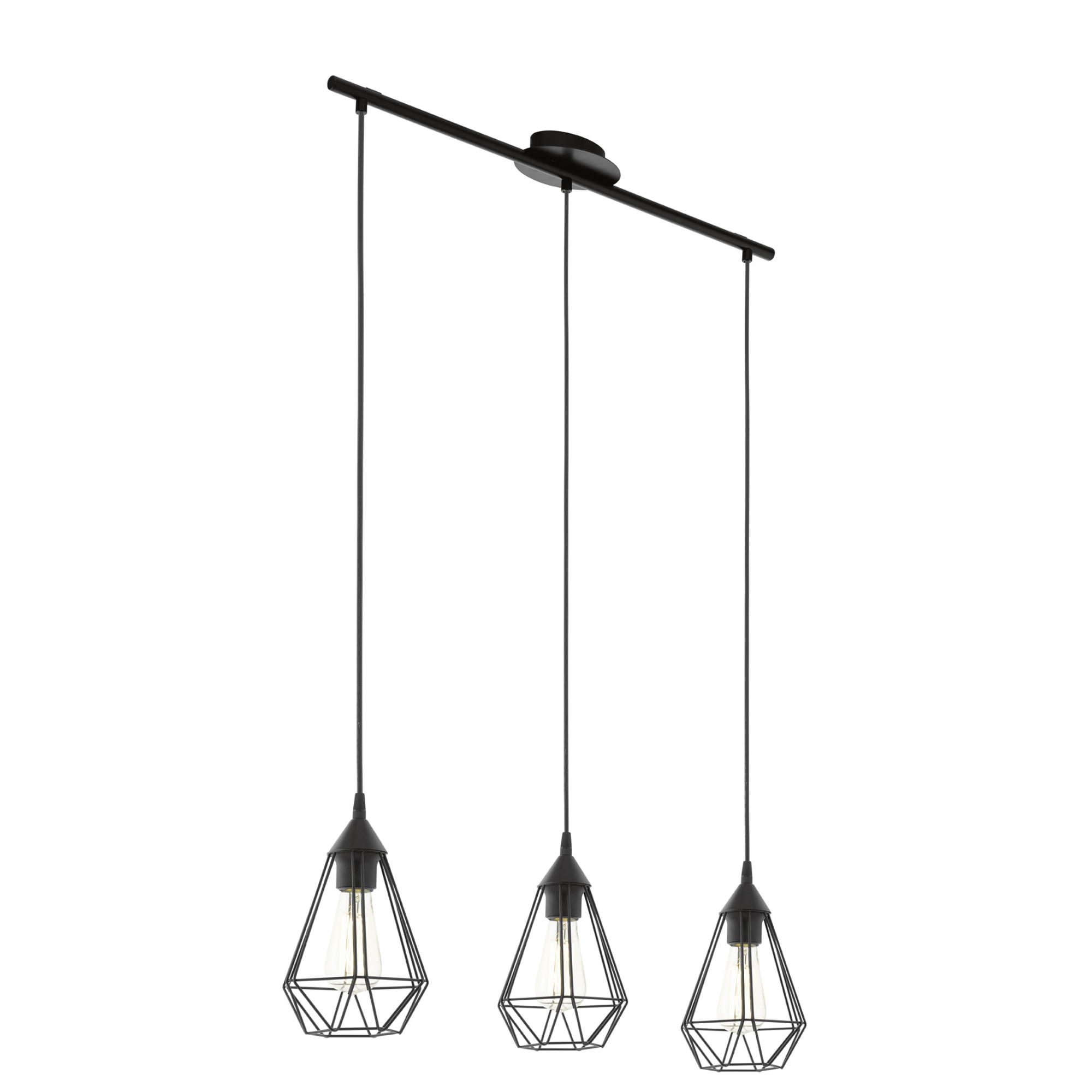 Pendul vintage Tarbes, EGLO, E27, 3x60W, otel negru, 110 x 79 x 17.5 cm, inaltime reglabila