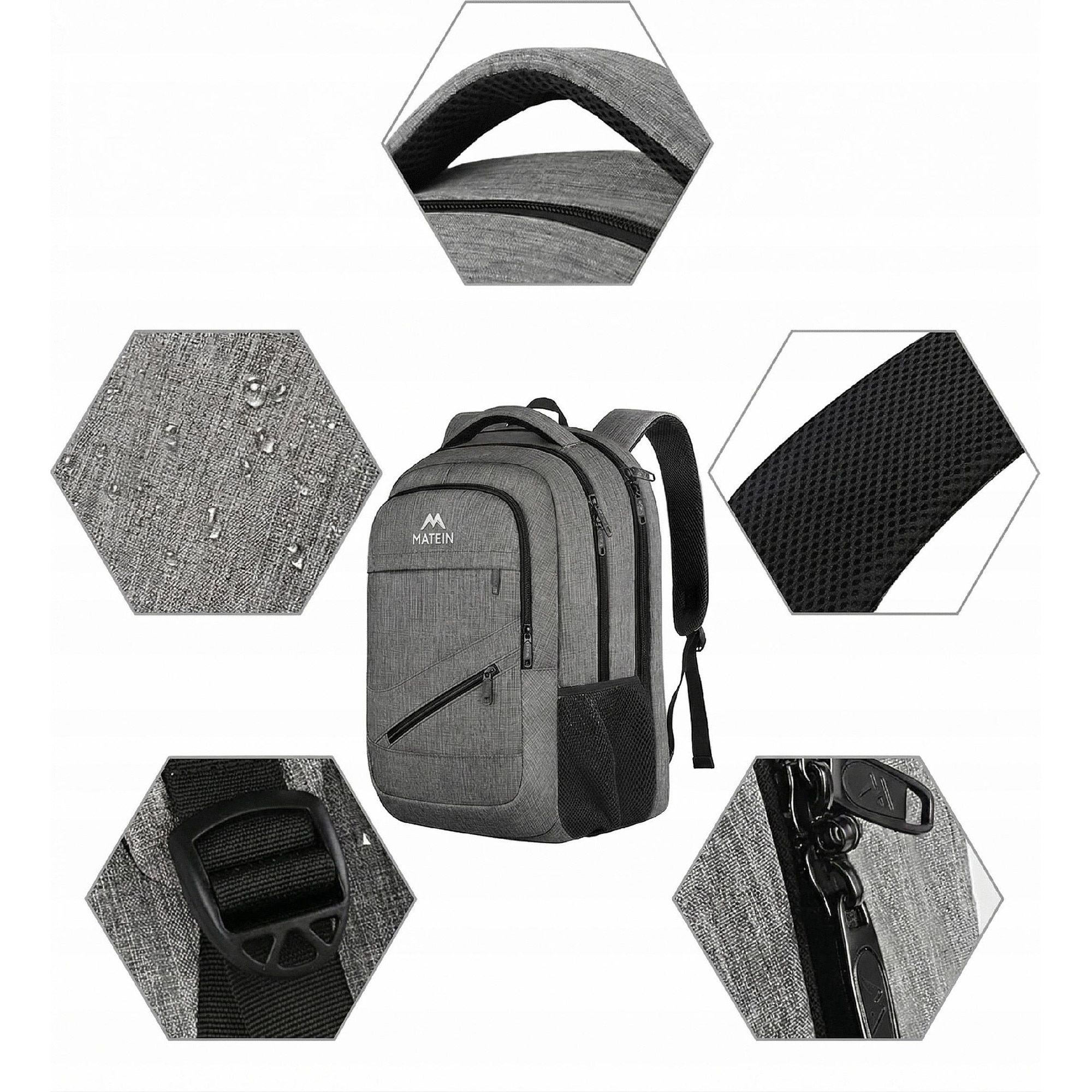 Rucsac Matein 1035, 3 compartimente, USB, gri, 43x31.5x18cm
