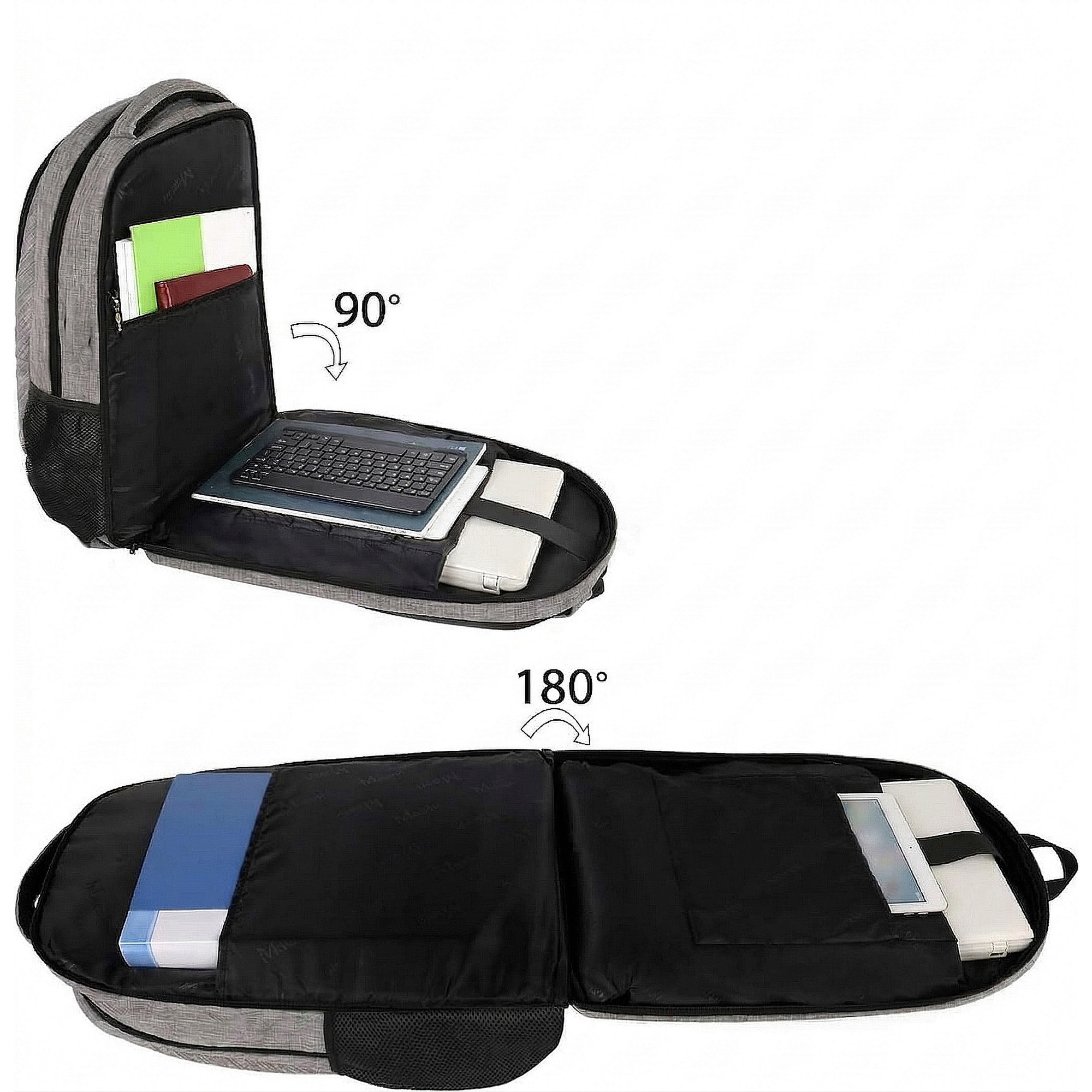 Rucsac Matein 1035, 3 compartimente, USB, gri, 43x31.5x18cm